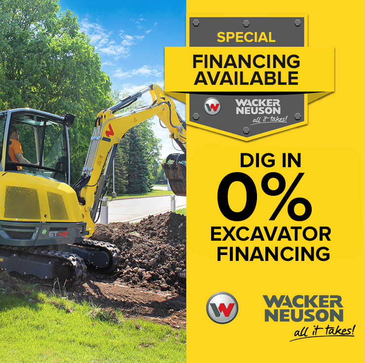 Dig in 0% excavator financing Wacker Neuson